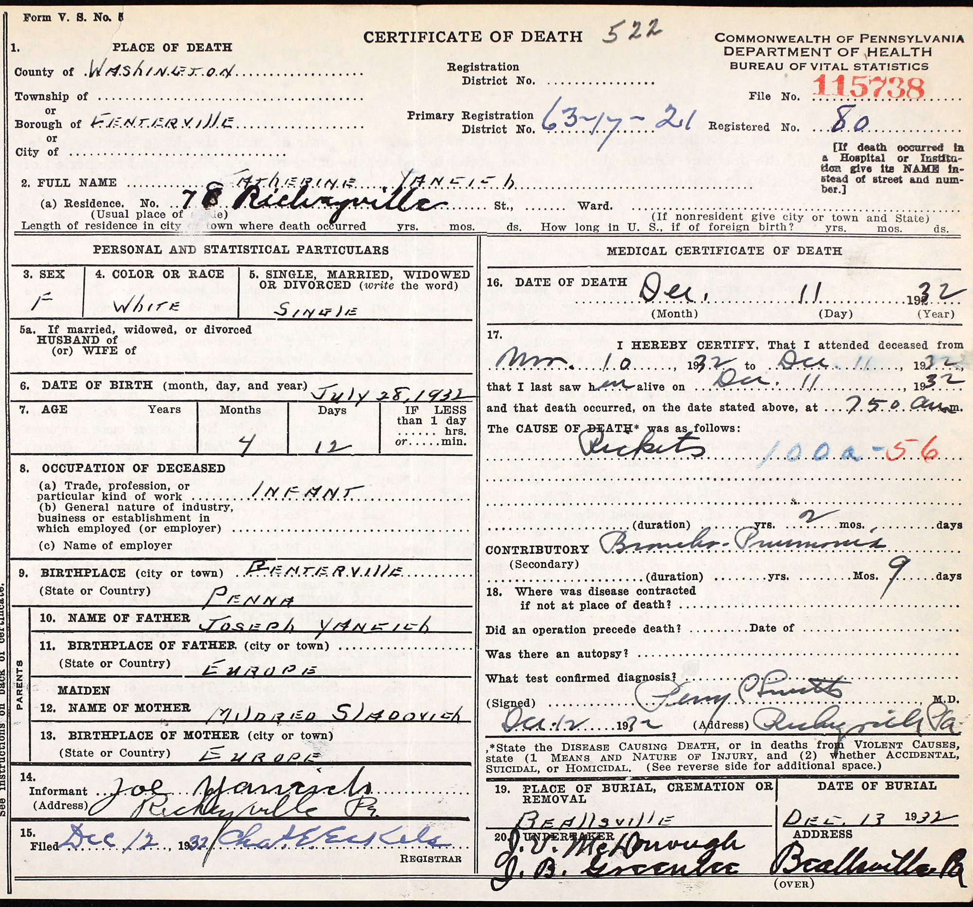 death certificate